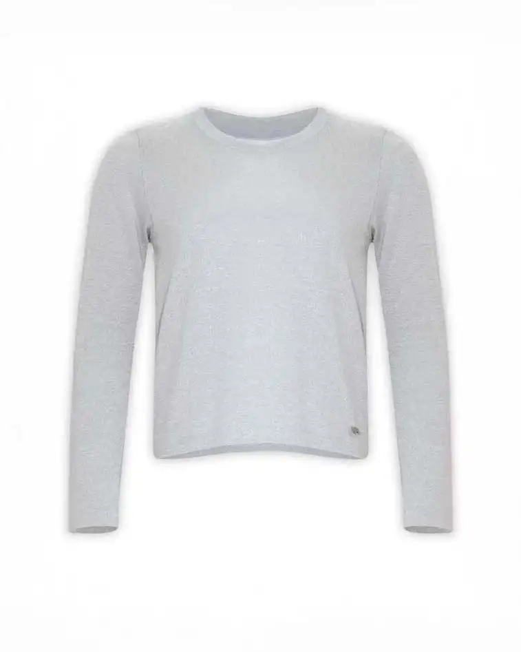 T-shirt manica lunga Kocca in viscosa stretch color argento con lurex