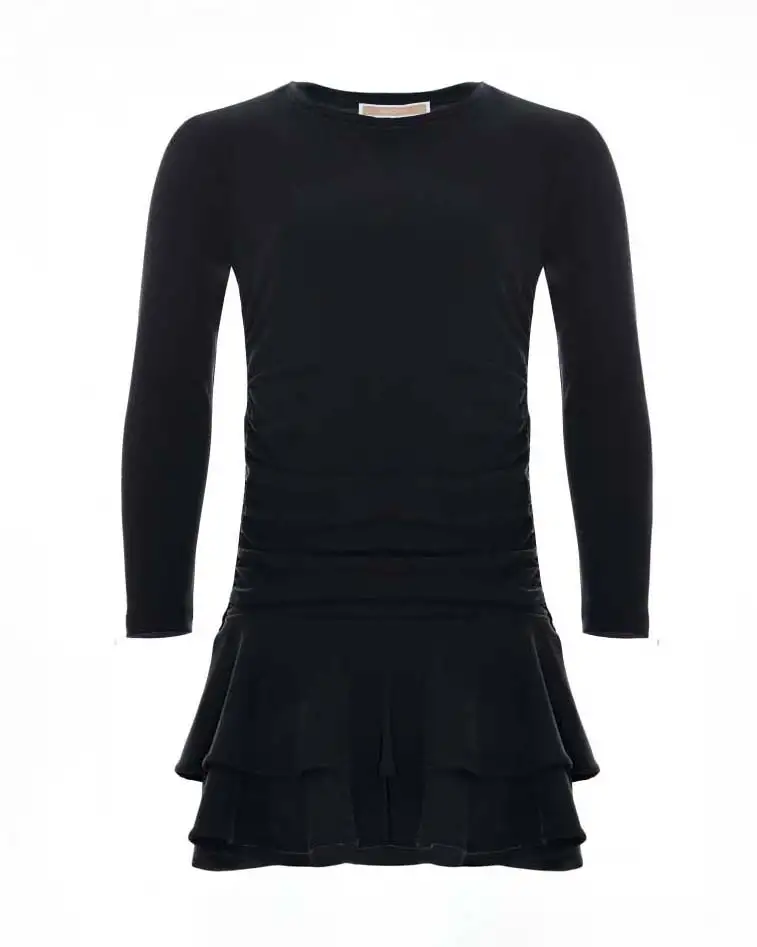 Abito mini Kocca nero in viscosa con balze
