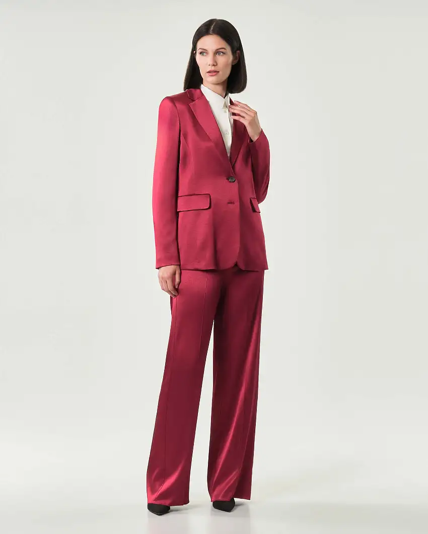 Blazer rosso Emme Marella in raso di misto viscosa con scollo a rever