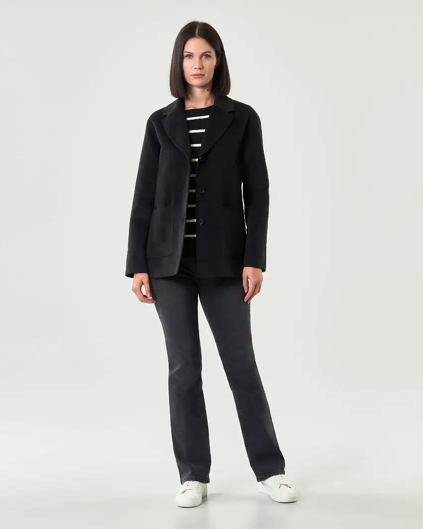 Blazer nero Emme Marella in panno double con scollo a rever