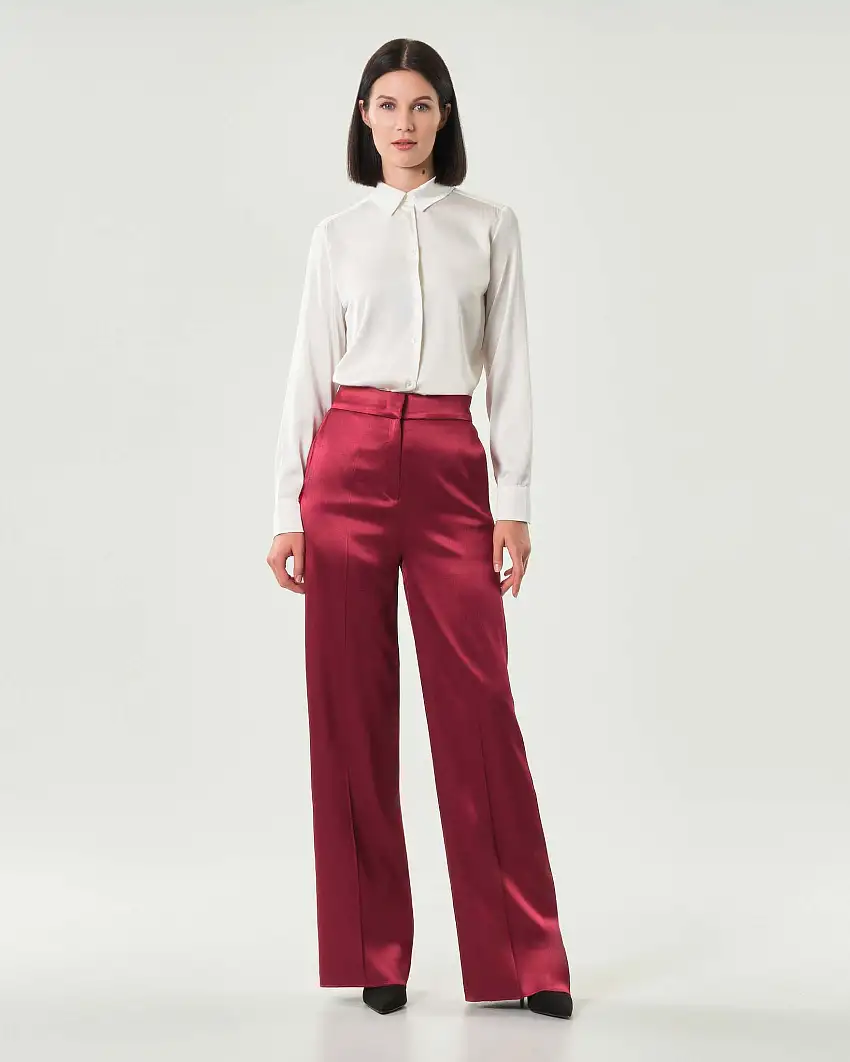 Pantaloni palazzo rossi Emme Marella in raso di viscosa stretch