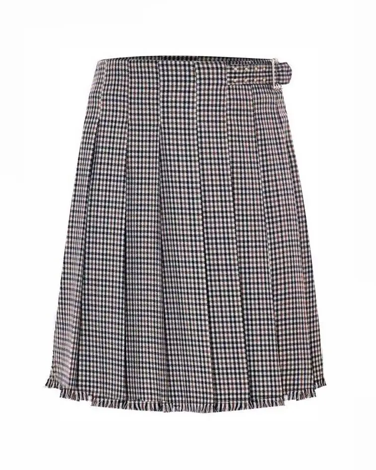 Gonna Kocca in viscosa strech micro pied de poule con balze e cintura