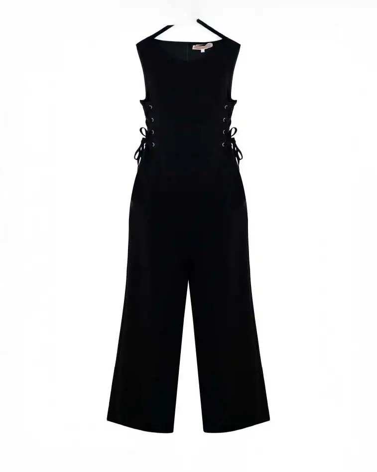 Tuta Kocca nera smanicata con lacci