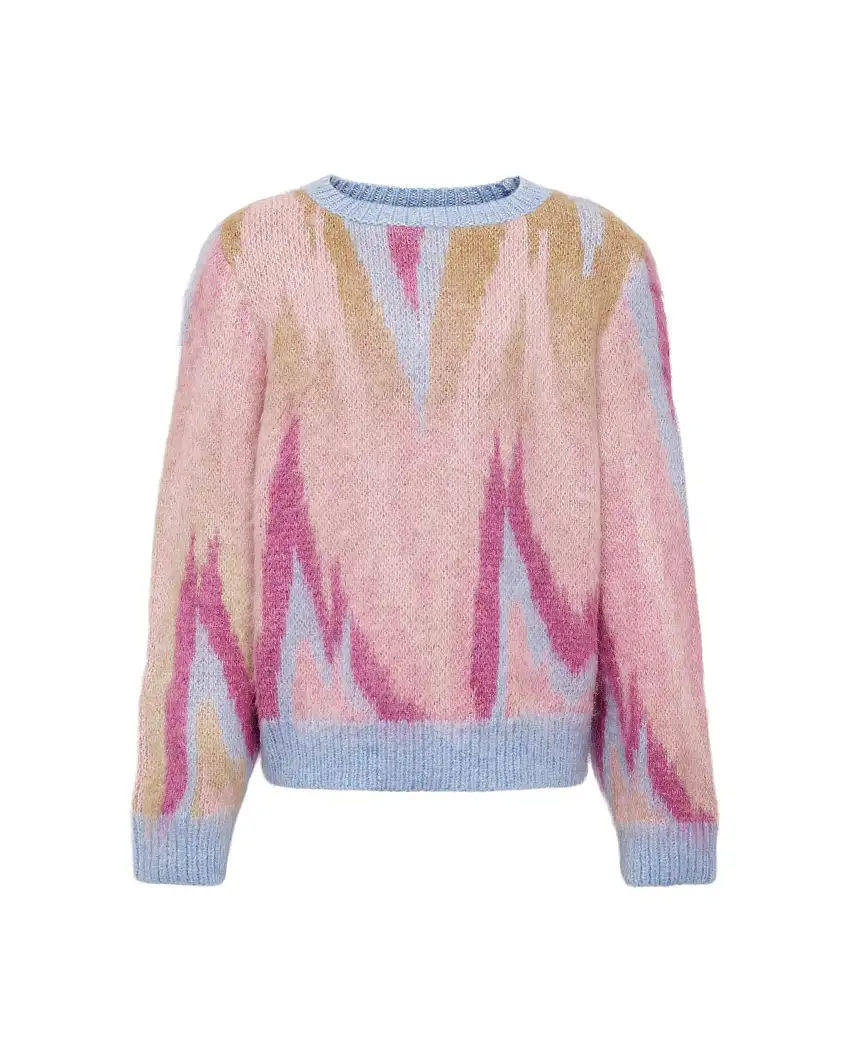 Maglia lavorata in fantasia geometrica multicolor