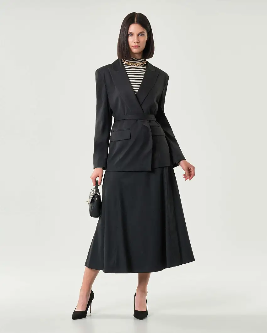 Blazer over grigio antracite Emme Marella in misto viscosa con cintura in vita di chiusura