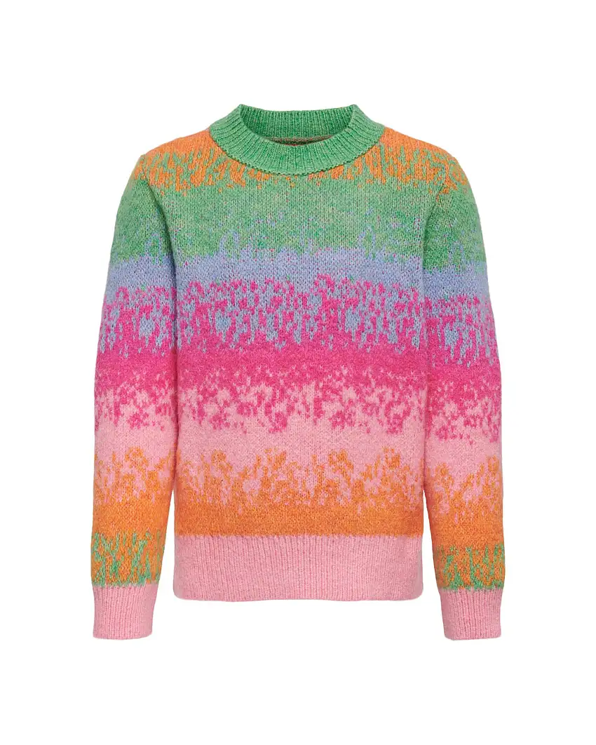 Maglia girocollo multicolore in misto lana a fantasia sfumata 8-14 anni