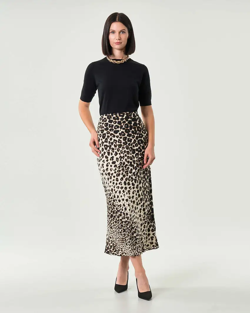 Gonna lunga Emme Marella a fantasia animalier in raso di viscosa