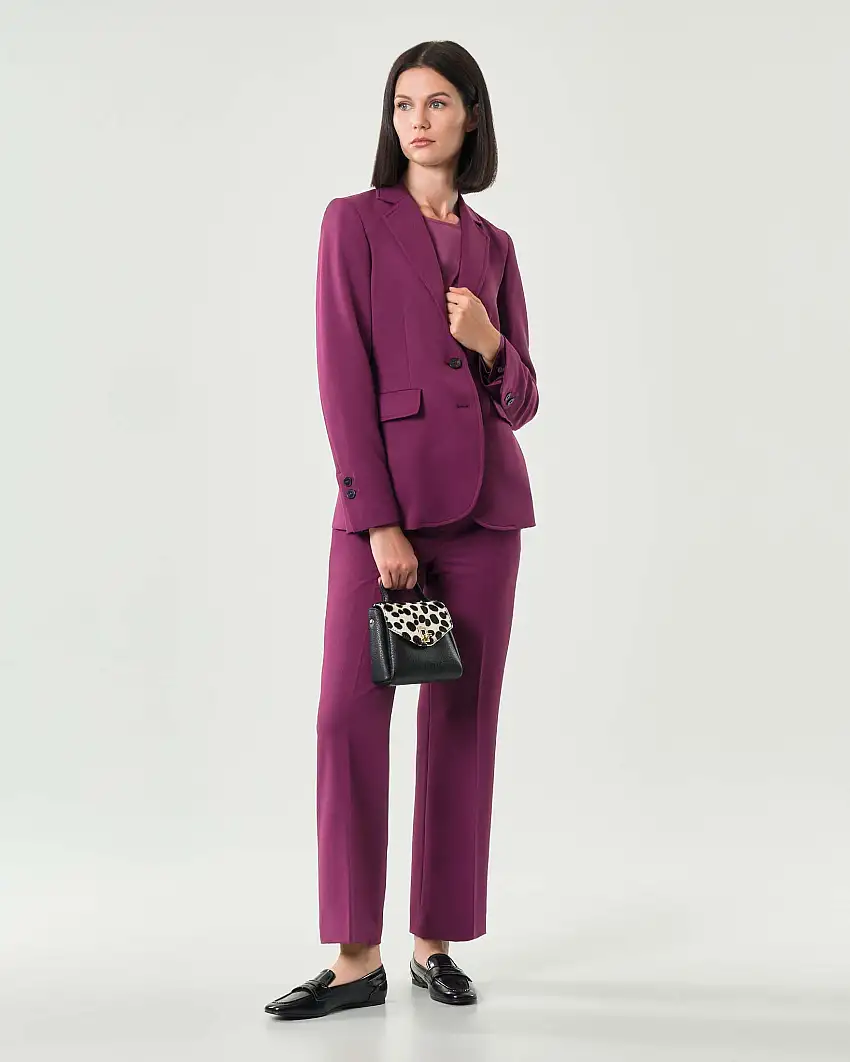 Blazer color ciclamino Emme Marella in tessuto diagonale stretch con scollo a rever