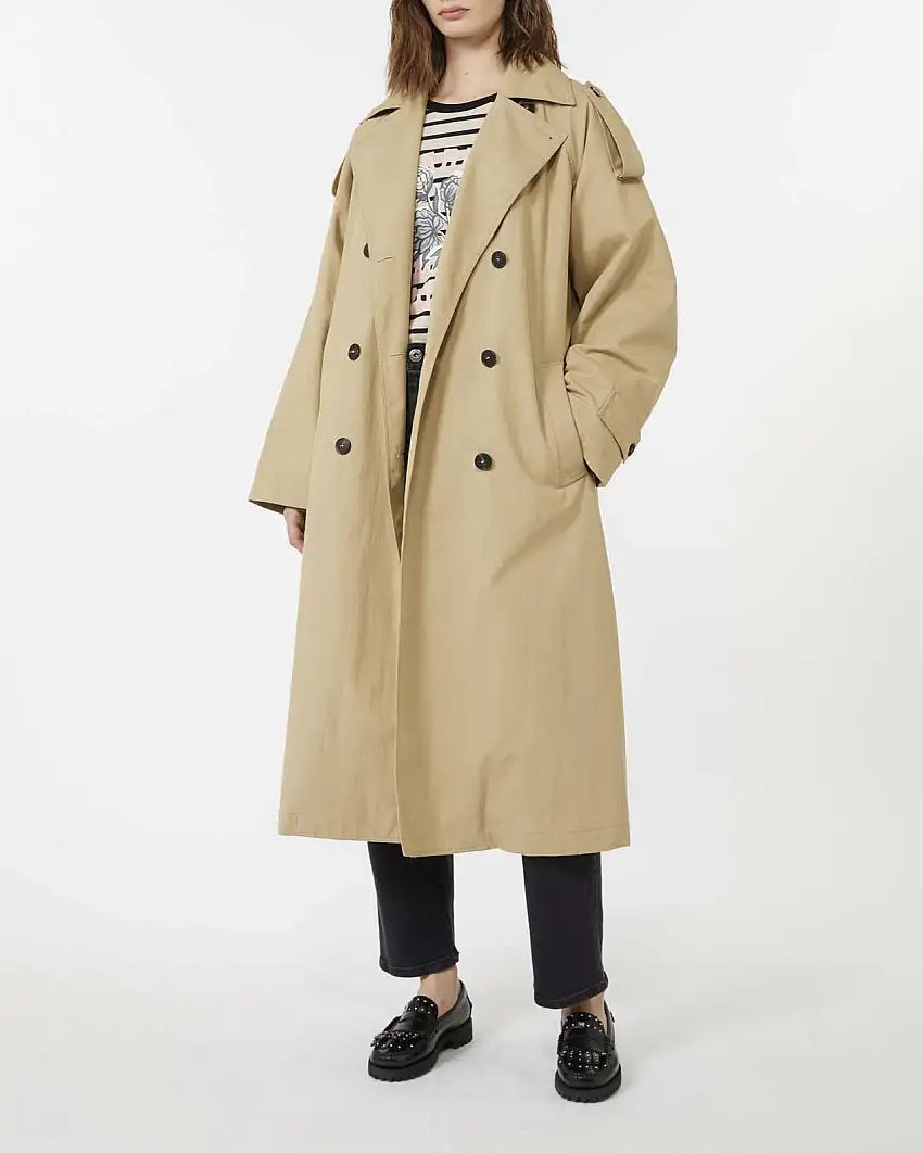 Trenche beige lungo e dal fit over Weekend Max Mara in gabardina di cotone antigoccia