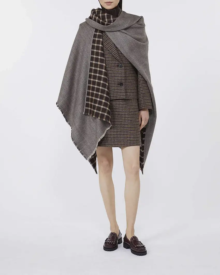 Mantella in lana reversibile Weekend Max Mara a fantasia check e spinato