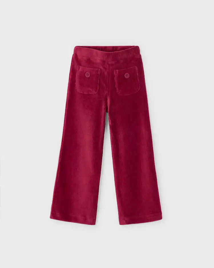 Pantalone palazzo Mayoral in velluto rosso a costine con tasche