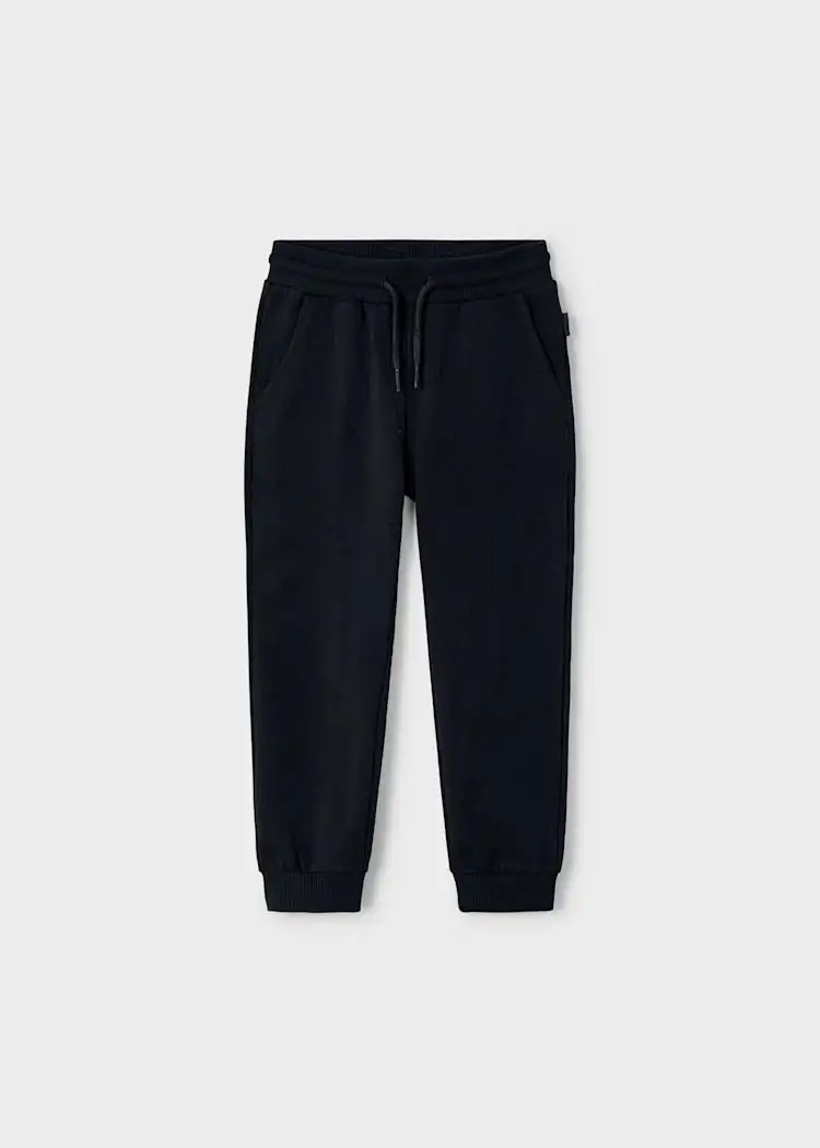Pantalone Mayoral jogger nero in felpa di cotone stretch