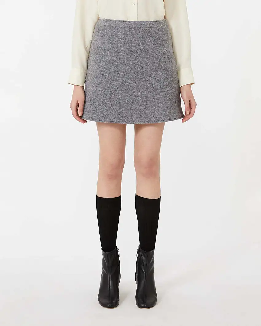 Minigonna grigio antracite Weekend Max Mara iersey di lana cotta