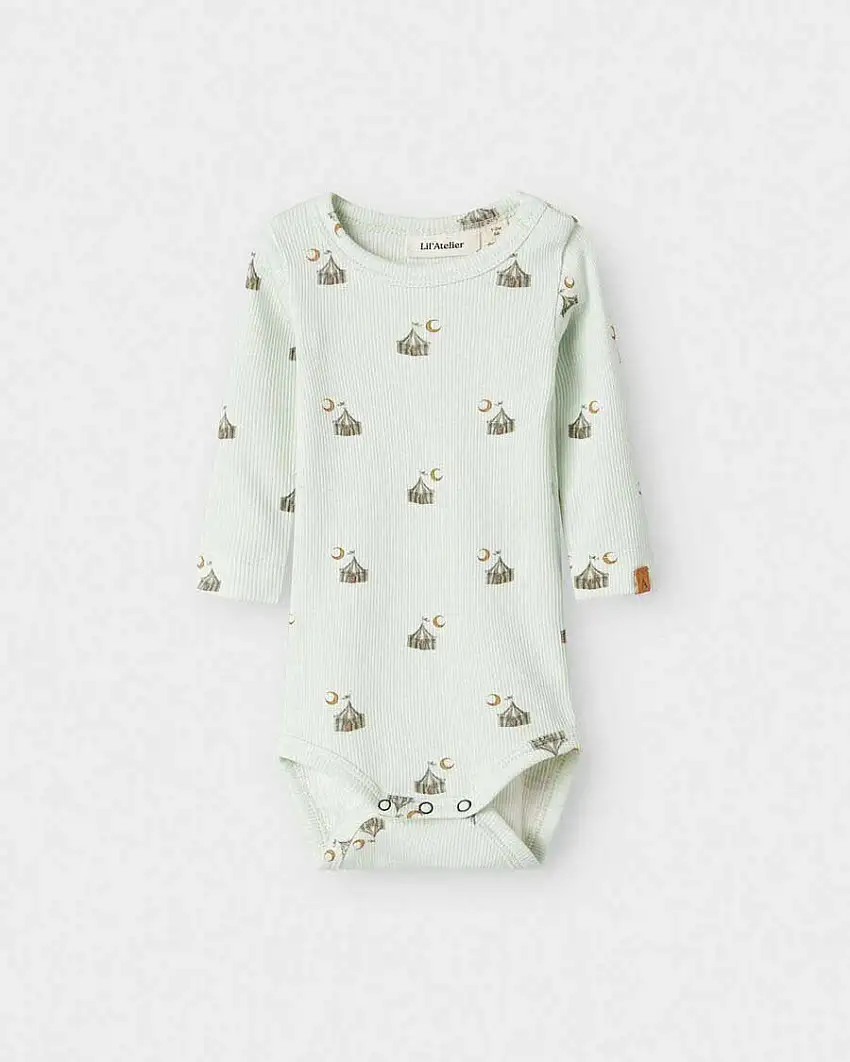 Body Lil'Atelier verde acqua a maniche lunghe con fantasia circo