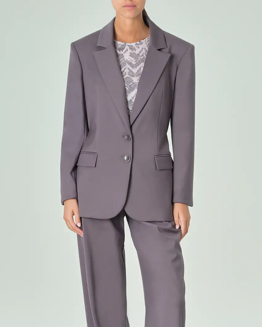 Blazer a due bottoni color piombo in tessuto effetto flanella dal fit maschile con cintura in vita