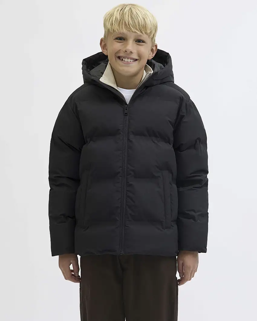 Piumino Jack & Jones nero trapuntato con cappuccio