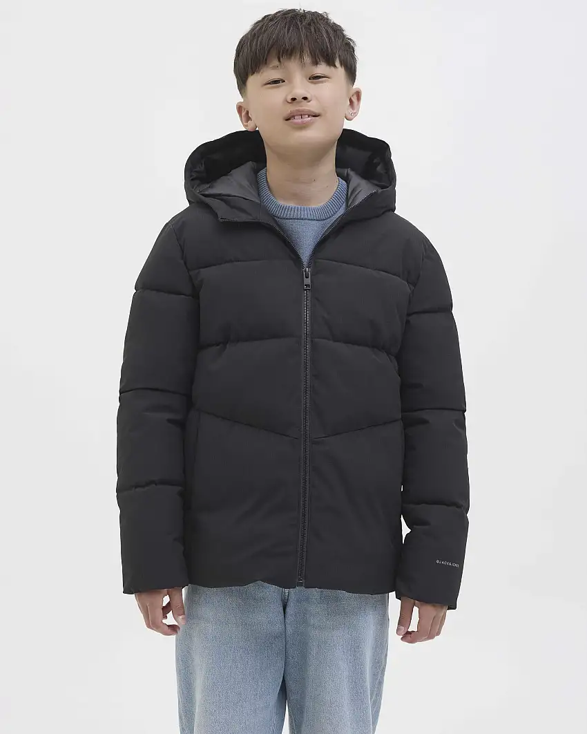 Piumino Jack & Jones nero imbottito con cappuccio