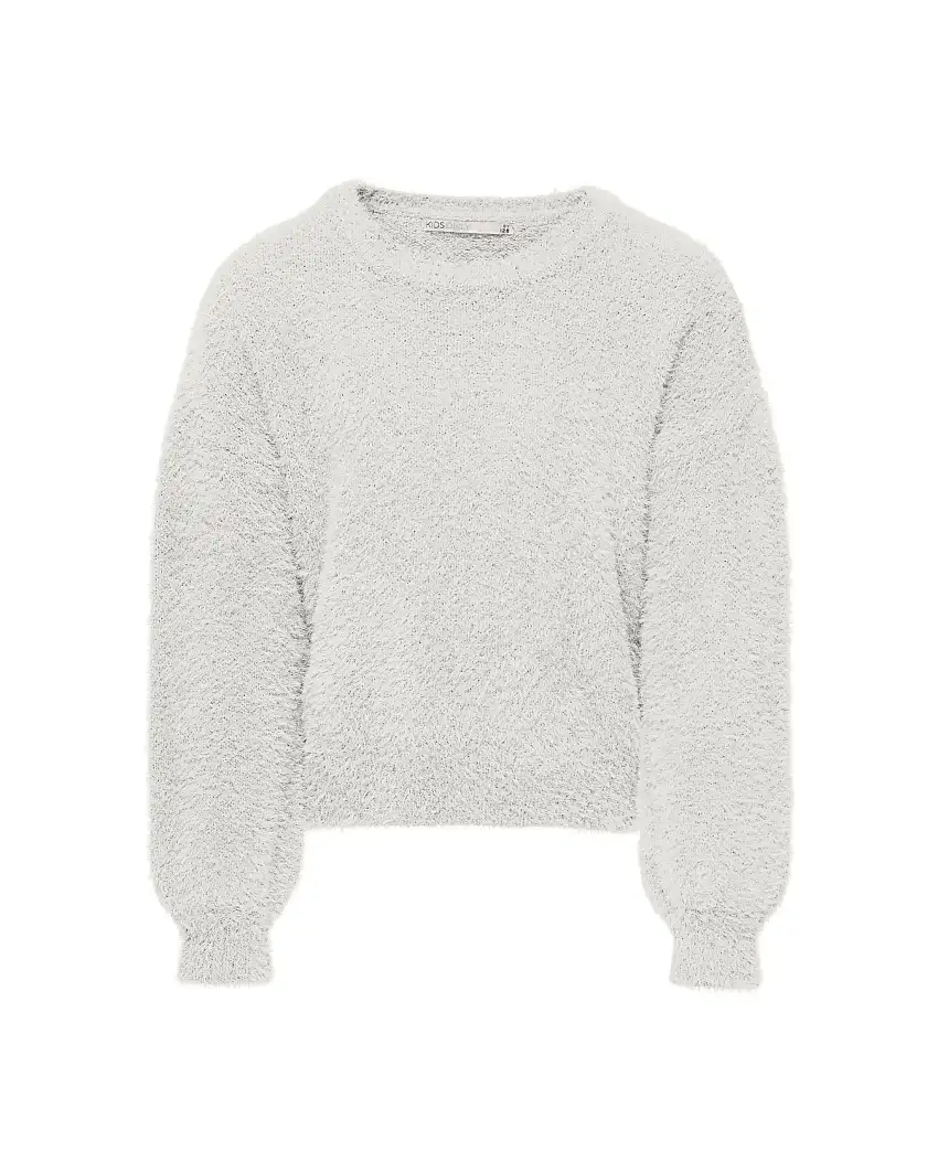 Maglia girocollo color avorio lavorata a punto pelliccia 8-14 anni