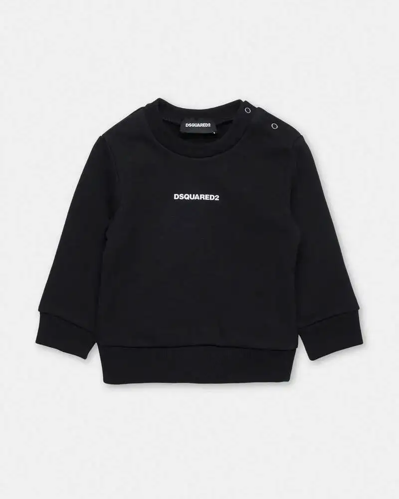 Felpa Dsquared2 nera in puro cotone con mini logo bianco