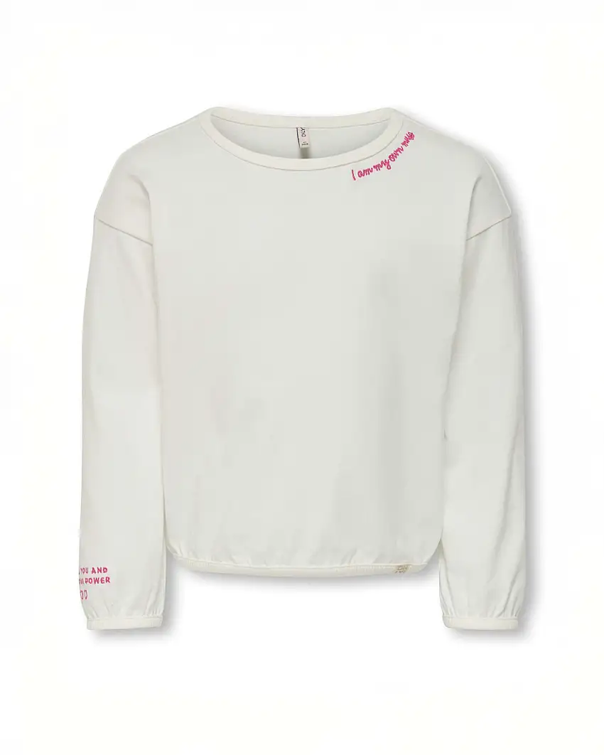 T-shirt Kids Only avorio a maniche lunghe con scritta I am my own muse