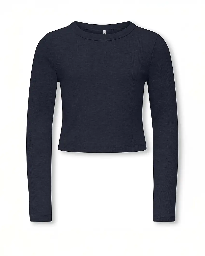 T-shirt Kids Only blu in cotone stretch a maniche lunghe