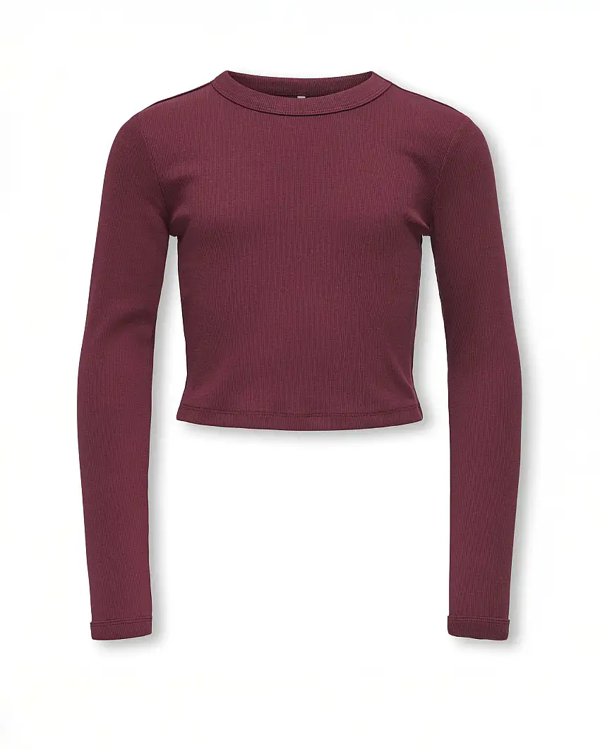 T-shirt Kids Only bordeaux in cotone stretch a maniche lunghe