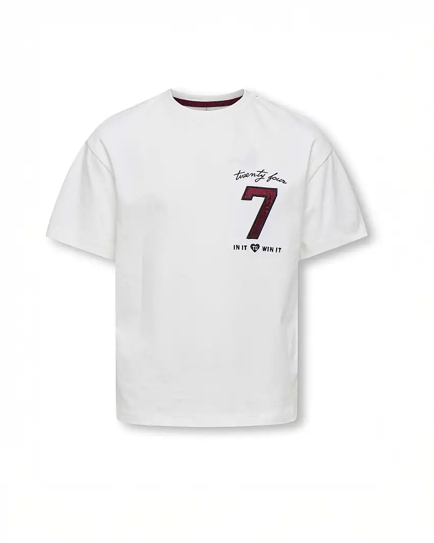 T-shirt Kids Only avorio stile college con logo bordeaux