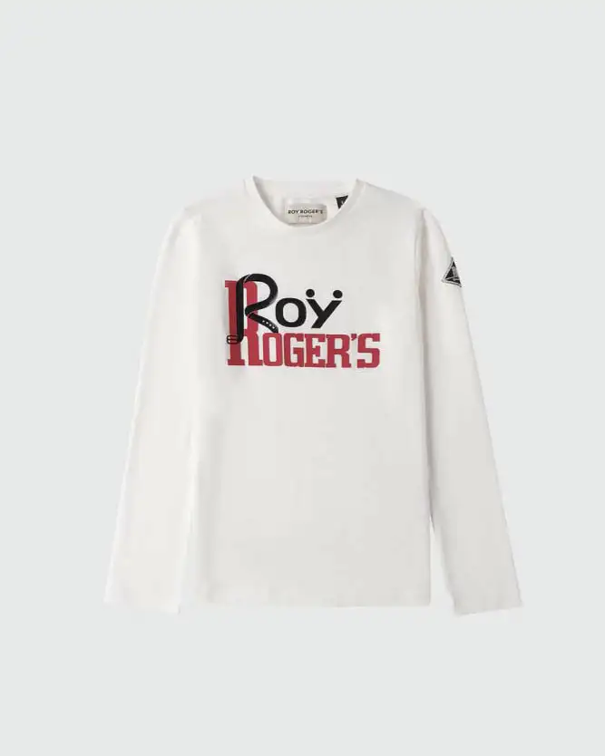 T-shirt Roy Roger's a maniche lunghe con bandiera e scritta logo
