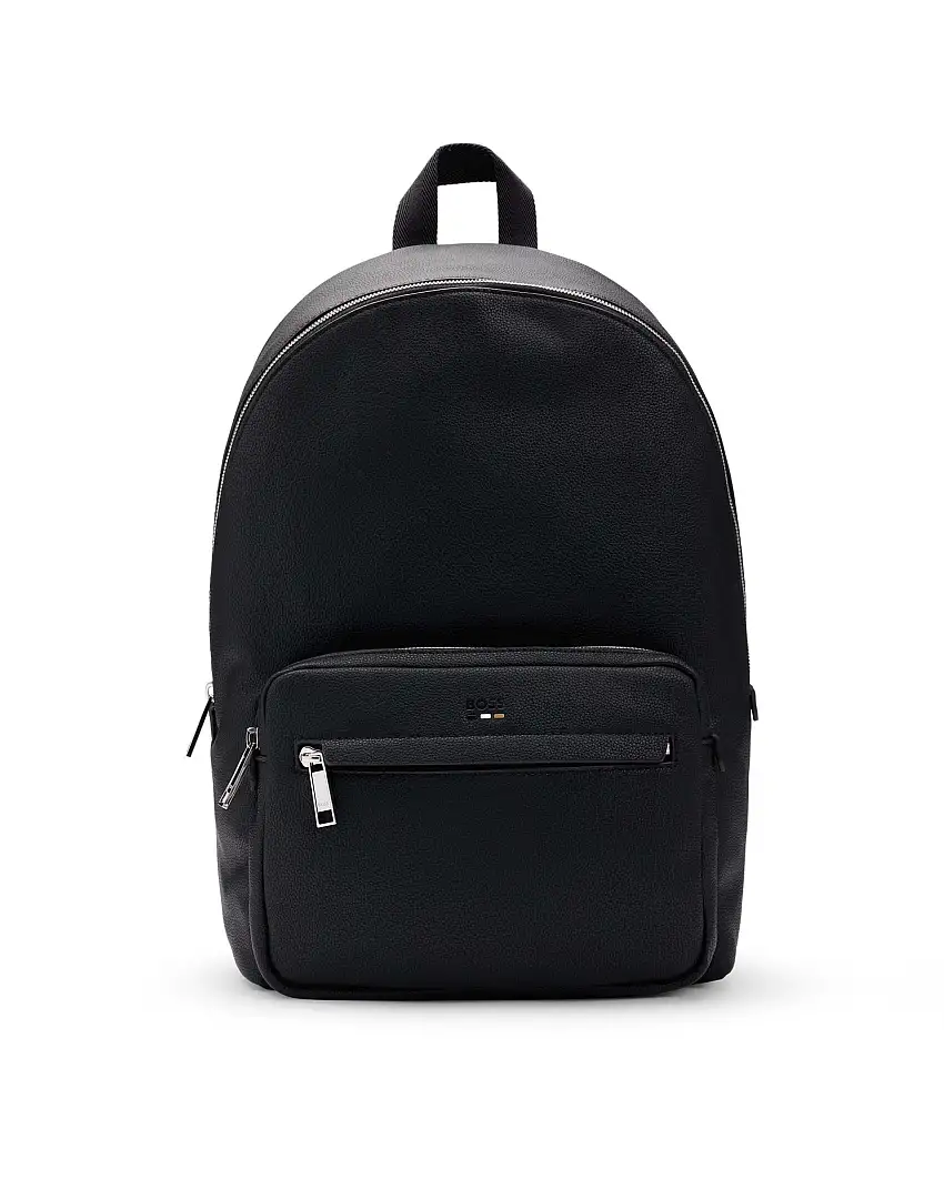 Zaino nero Boss in similpelle martellata