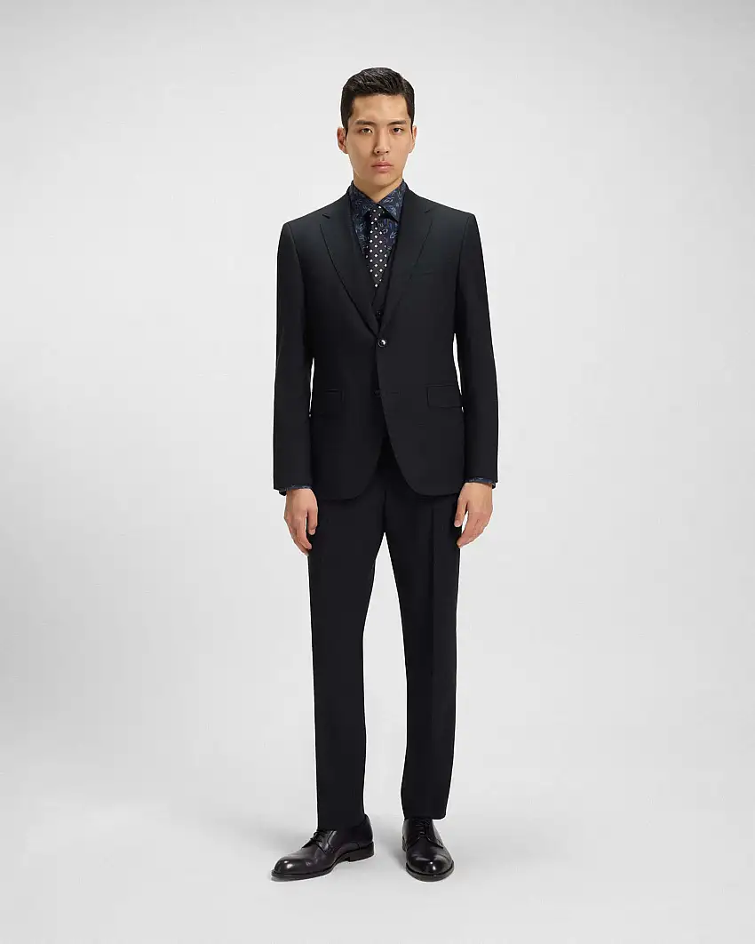 Abito Jeckson Boss blu con gilet in lana stretch con micro motivo soffuso