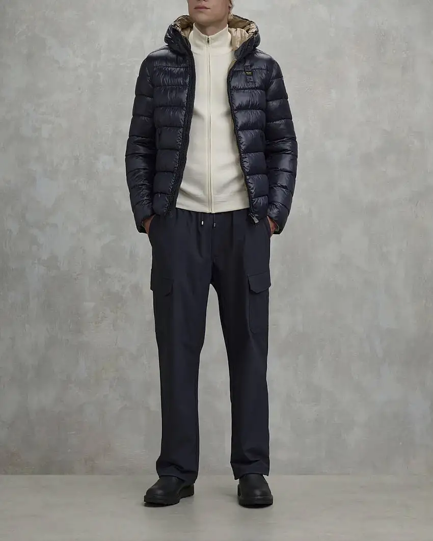 Piumino Adams Blauer blu con cappuccio e imbottito in ovatta Sorona® Aura