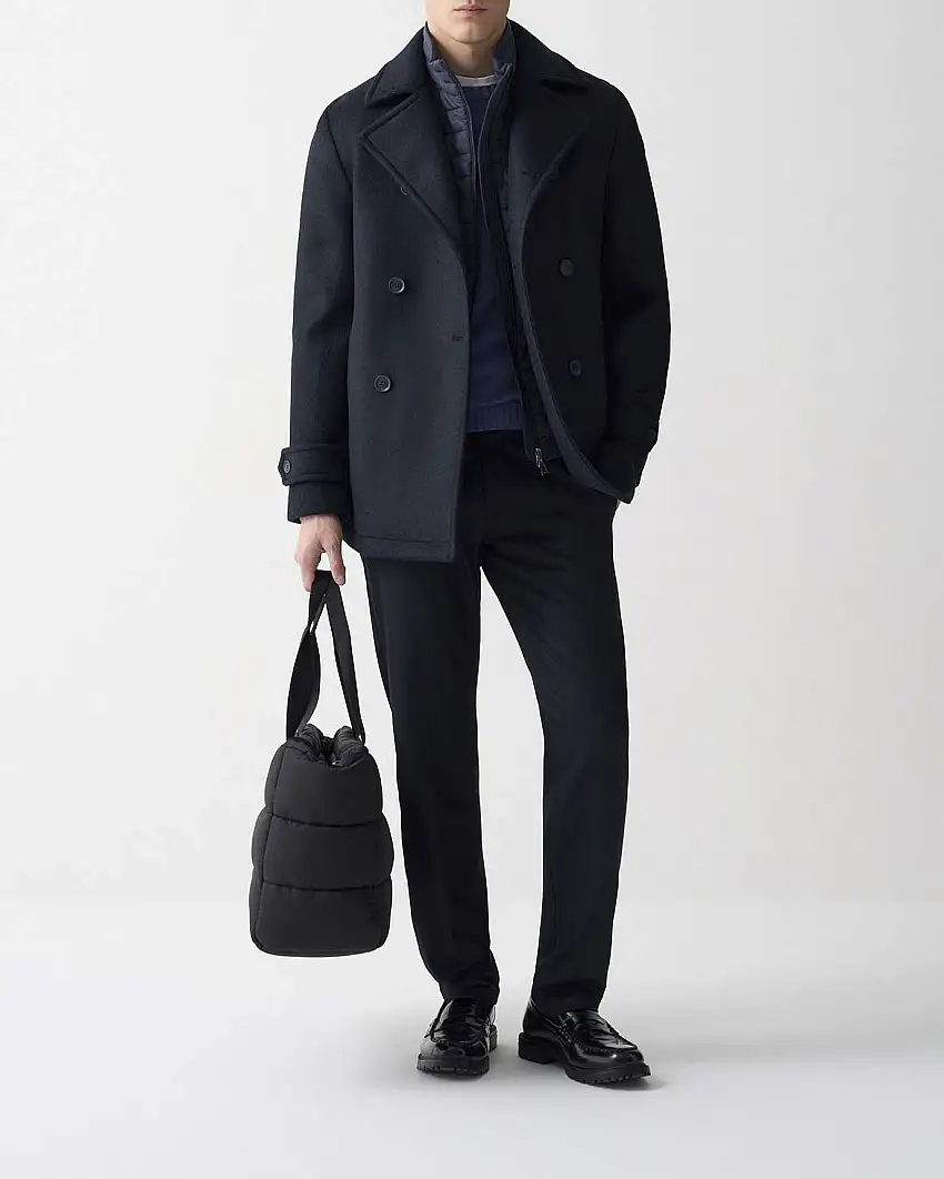 Peacot Colmar Originals blu doppiopetto in misto lana stretch