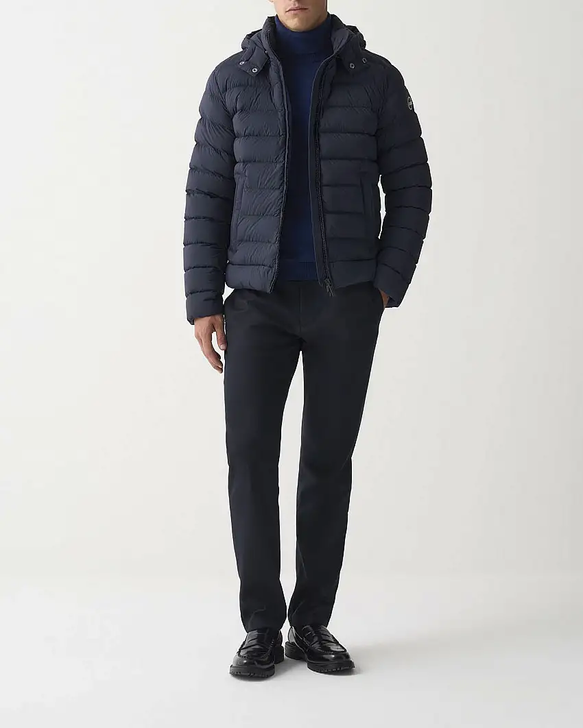 Piumino con cappuccio staccabile Colmar Originals blu in nylon crinkle imbottito in piuma