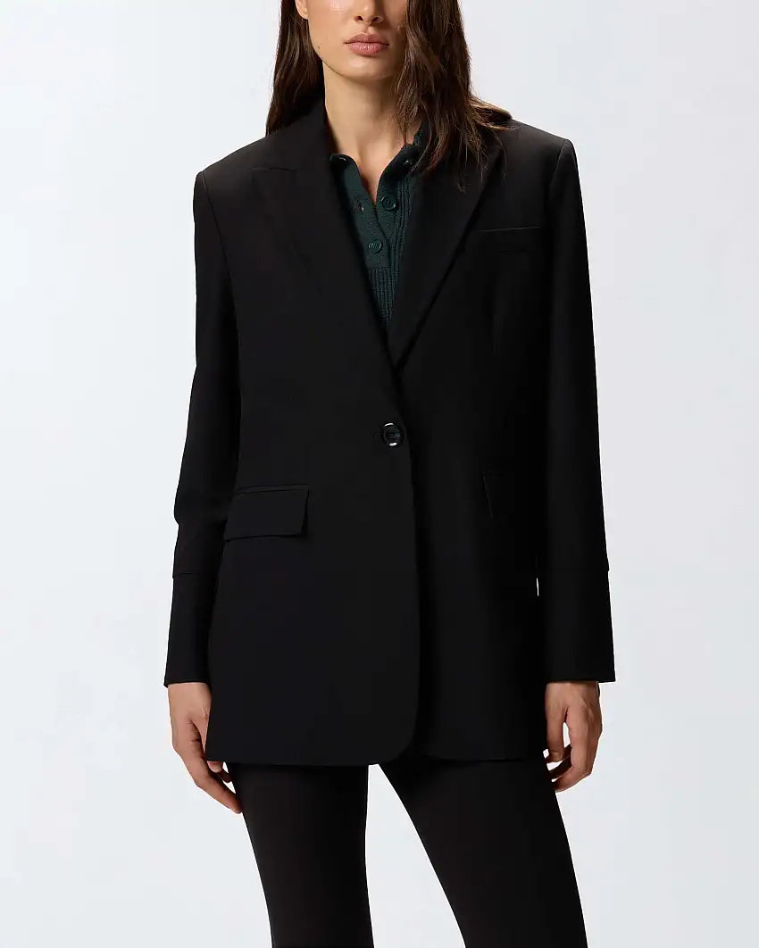 Blazer nero over Pinko in misto viscosa con scollo a rever e chiusura a un bottone