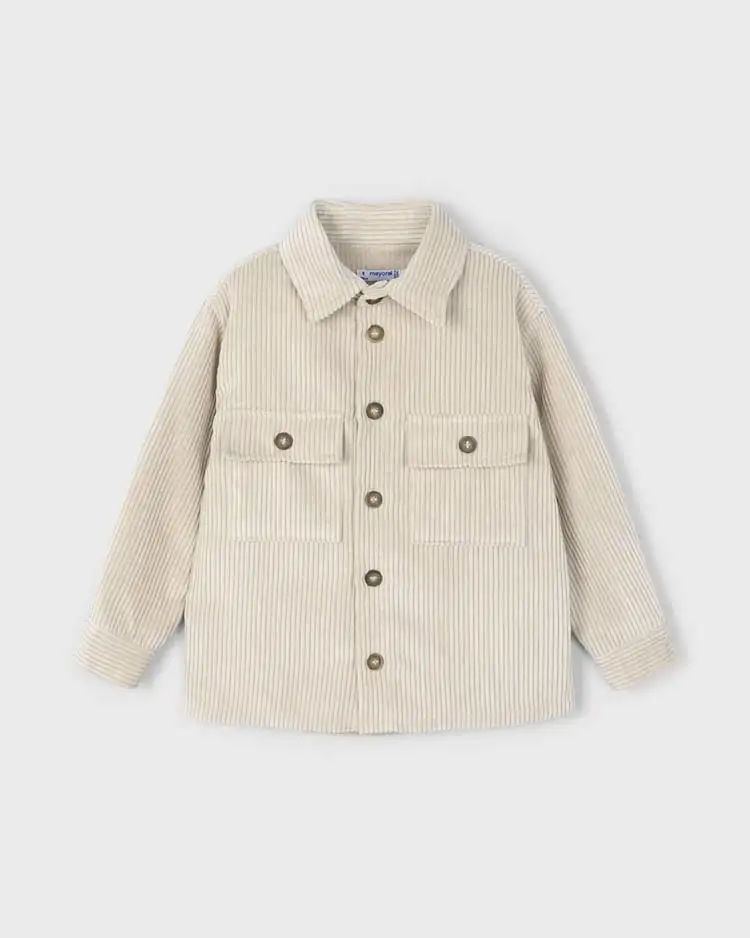 Giacca camicia Mayoral color sabbia in velluto a costine