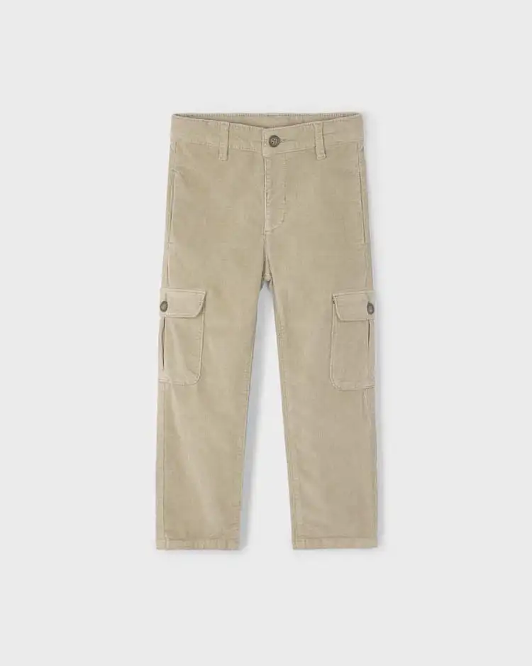 Pantalone cargo Mayoral beige in velluto a costine