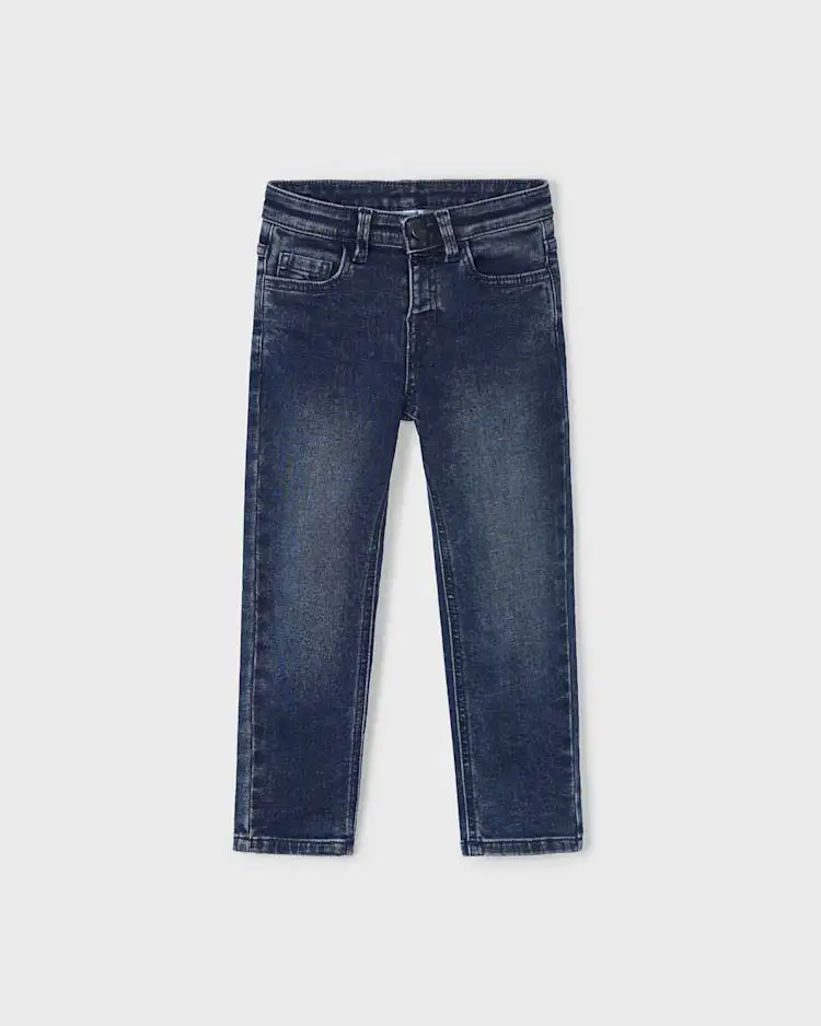 Jeans straight Mayoral in cotone elasticizzato a lavaggio scuro stone washed