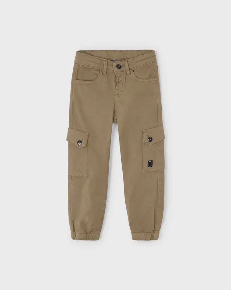 Pantalone cargo Mayoral color biscotto in cotone stretch