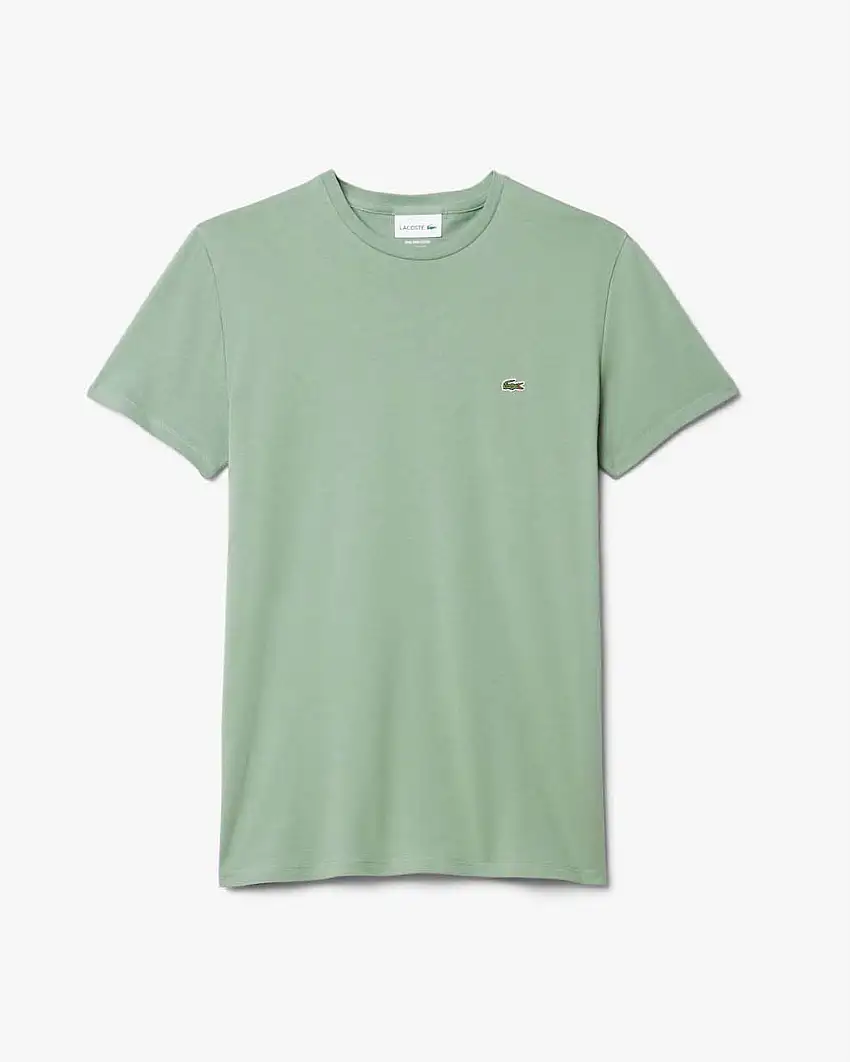 T-shirt Lacoste verde salvia in pima cotton con logo coccodrillo verde