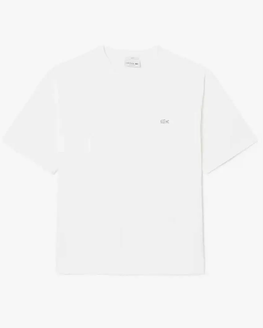 T-shirt Lacoste loose-fit bianca con logo tono su tono