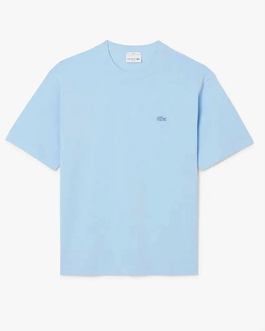 T-shirt Lacoste loose-fit azzurra con logo tono su tono
