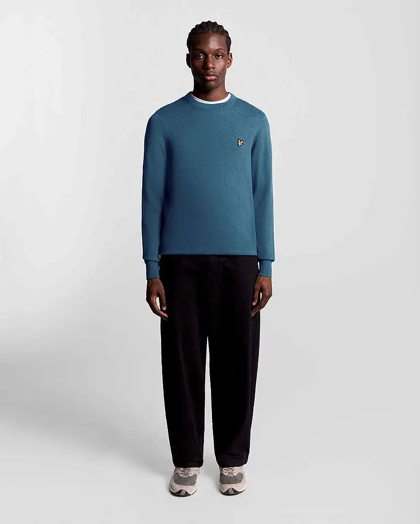 Maglia girocollo Lyle & Scott ottanio in misto cotone e lana merino