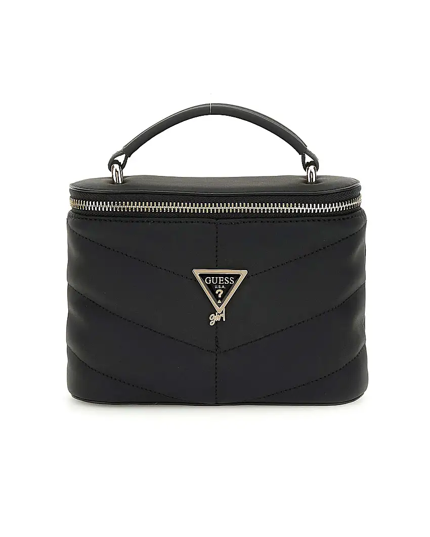 Borsa bauletto Guess nera trapuntata con tracolla a catena