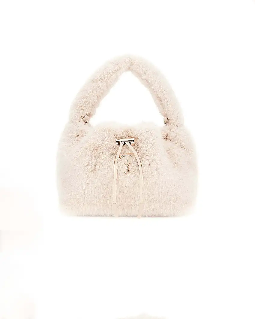 Borsa a sacchetto Guess in ecopelliccia beige