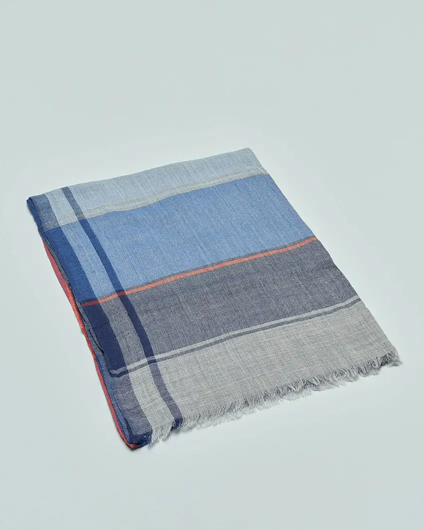 Sciarpa Raja color block azzurra e grigia in pura lana