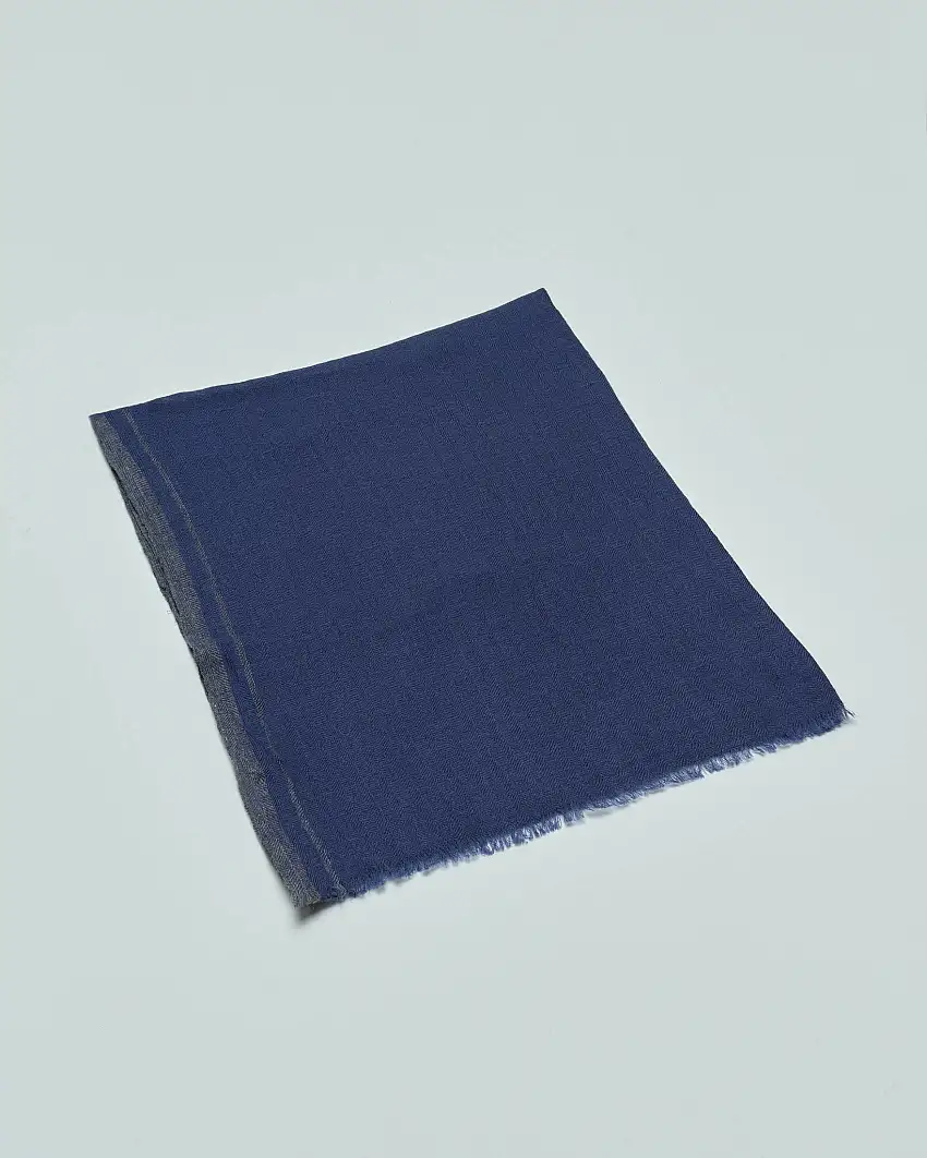 Sciarpa Raja blu indaco in pura lana con bordino grigio