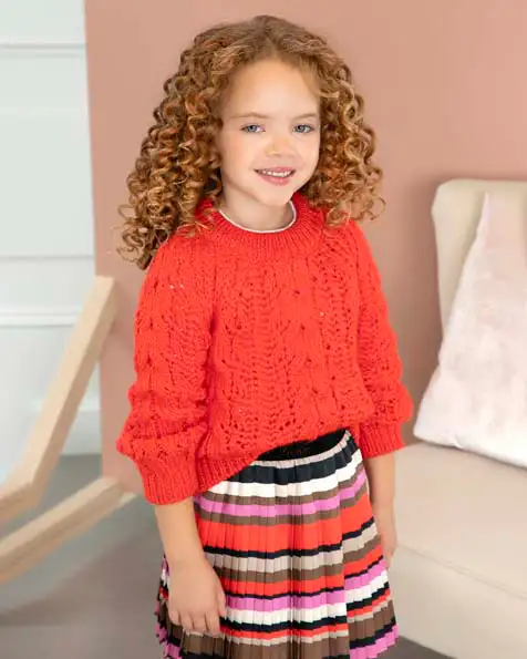 Maglia arancione in misto lana con lavorazione crochet