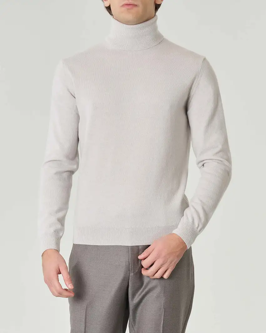 Dolcevita Pellizzari grigio perla in misto lana e cachemire finezza 12