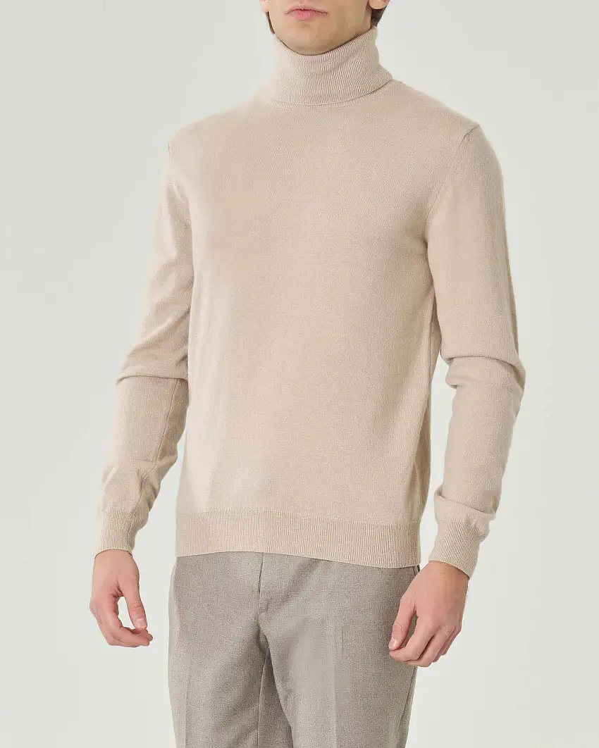 Dolcevita Pellizzari beige in misto lana e cachemire finezza 12