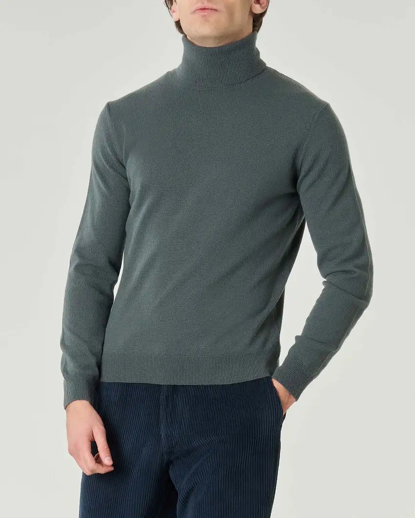 Dolcevita Pellizzari verde salvia in misto lana e cachemire finezza 12